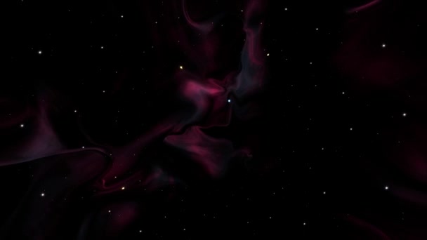 Flying Red Silky Nebula Ruimte Achtergrond — Stockvideo