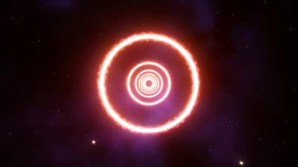 Flying Glow Fire Ring Space Loop — Stockvideo