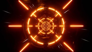 Soyut Işık Hedefleme Tüneli Turuncu Renk desen tasarım arka planı.