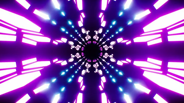 Abstrakt Neon Lila Ljus Mekanisk Tunnel Struktur Effekt Illustration Design — Stockfoto
