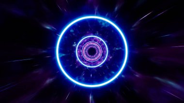 Yanıp sönen Neon Işık Boyutu Fırtınası desen çizim arka planına uçmak