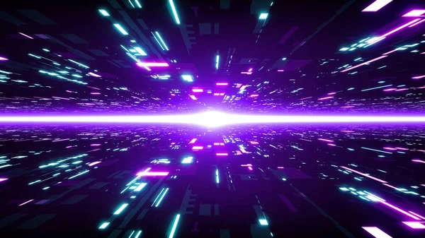 Purple Flare Light Den Digitala Futuristiska Cyberspace Textur Effekt Illustration — Stockfoto