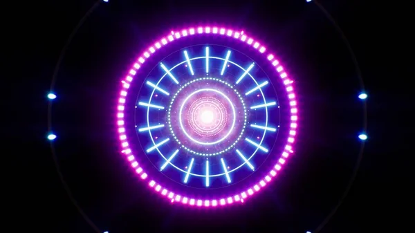 Neon Circle Light Shooting Textuur Effect Illustratie Achtergrond — Stockfoto