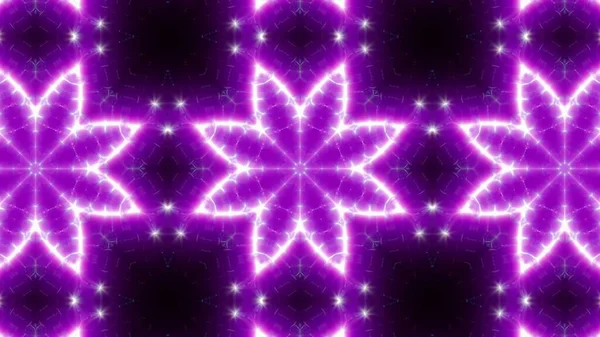 Blink Purple Neon Flower Kaleidoszkóp Fény Textúra Hatás Illusztráció Háttér — Stock Fotó