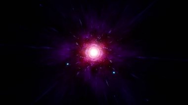 Karanlık Alan Arkaplanında Nebula Enerjili Pembe Yıldız Işığı.