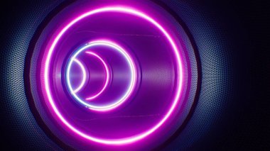 Mor Işık Diski VJ Tüneli 3D Rending dijital arkaplan
