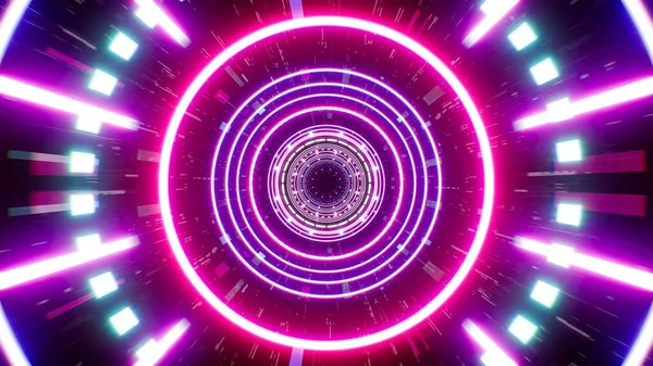 Colorful Sci Disco Tunnel Effect Background — ストック写真