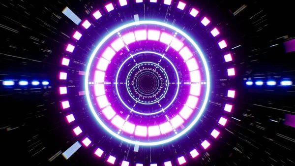 Neon Circle Light Gelecek Teknoloji Tüneli 'ne uçuyoruz.