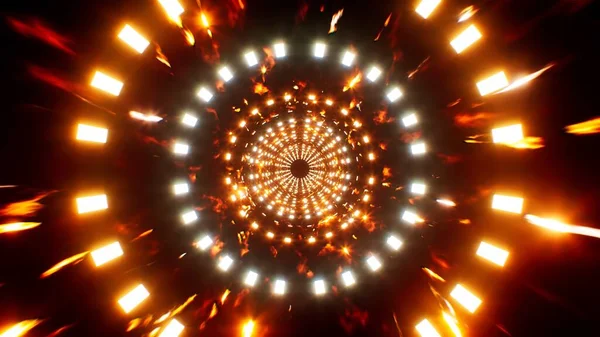 Glowing Orange Circle Light Fire Particles — ストック写真