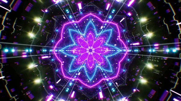 Abstract Neon Hologram Light Tunnel Background — Zdjęcie stockowe