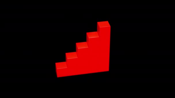 Red Bar Chart Graph Object — ストック動画