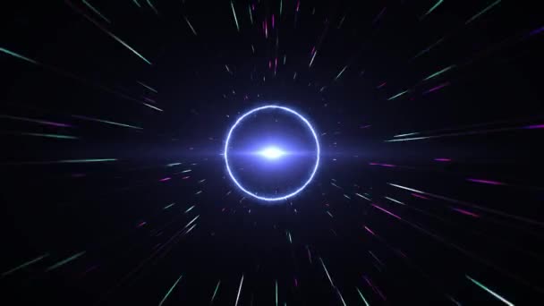 Luz Néon Brilhante Círculo Energia Espaço Loop — Vídeo de Stock