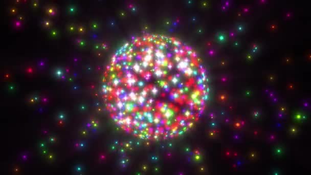 きらびやかなカラフルな光のディスコボールVjループ — ストック動画