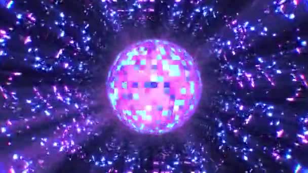 Shining Retro Mirror Ball Στο Cyberspace — Αρχείο Βίντεο