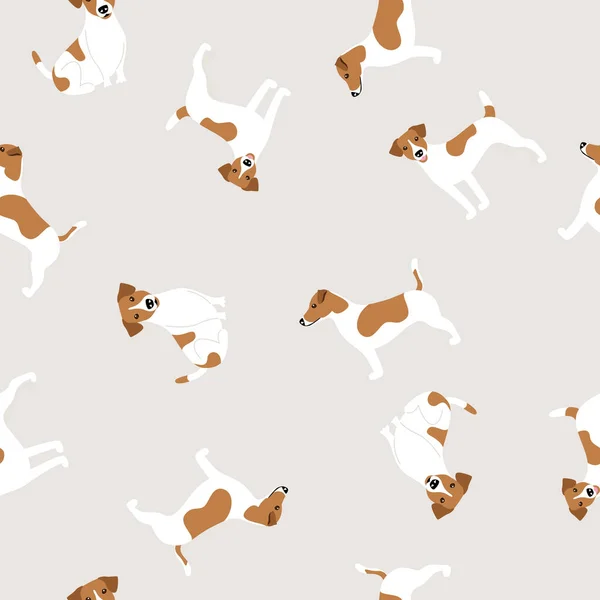 ジャック・ラッセル・テリアの犬の品種のポーズとシームレスなパターン — ストックベクタ