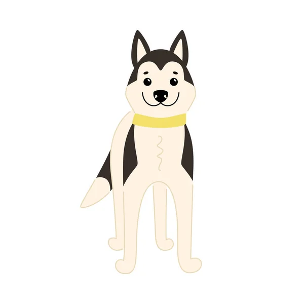 Cute Siberian Husky stands in a playful pose — Stock Vector