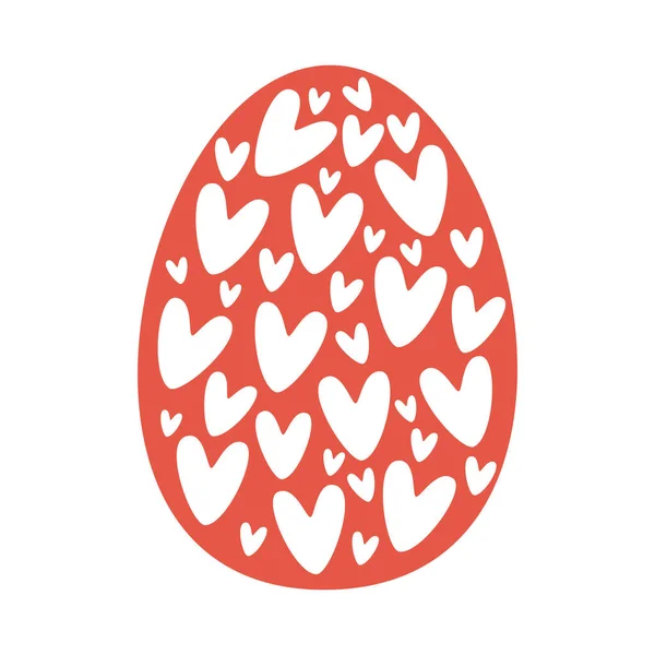 Red Easter Egg Hearts — Stock Vector