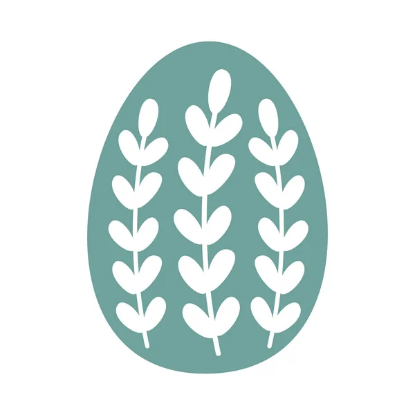 Green Easter Egg White Branches Vector Illustration Isolated — Stock Vector