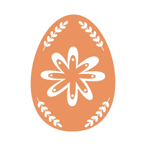 Orange Easter Egg Flowers Vector Illustration Isolated — Stock Vector