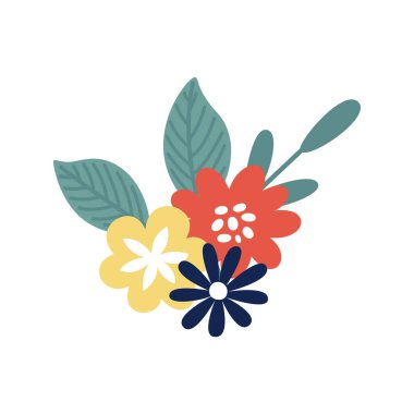 Tatlı Paskalya çiçeği buketi. Düz vektör illüstrasyonu