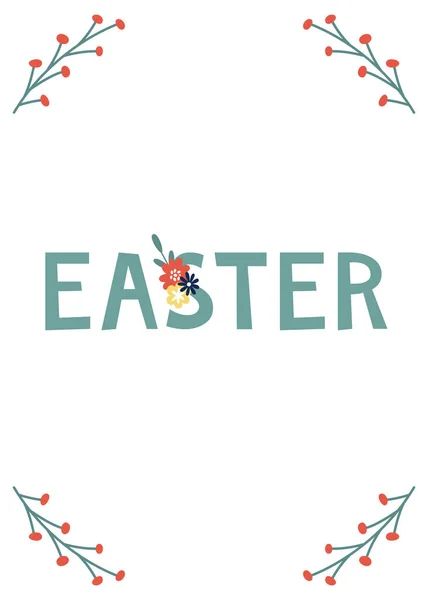 Paskalya Yumurtaları Çiçek Buketli Tebrik Kartı — Stok Vektör