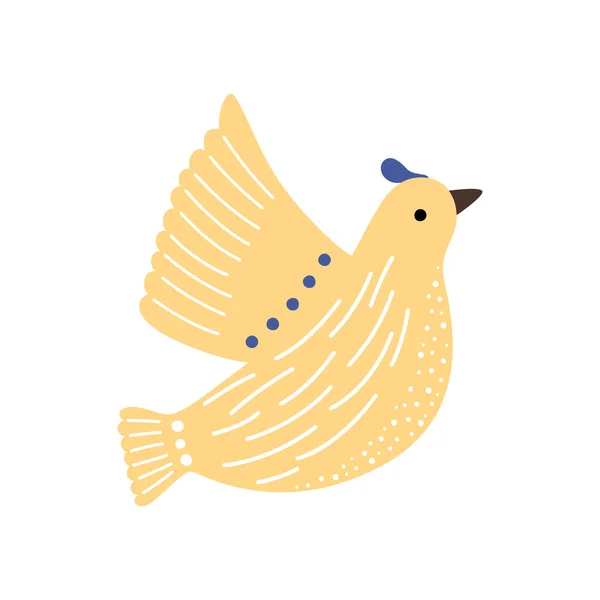 平和の黄色のウクライナのベクトル鳥 飛行中の自由鳩のイラスト — ストックベクタ