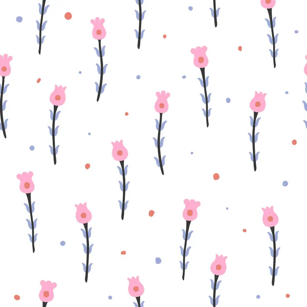 Vector Little Pink Flowers Seamless Pattern Colorful Print Spring Summer — ストックベクタ