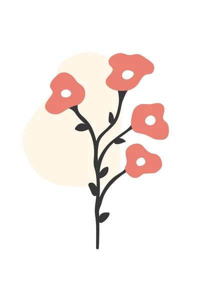 Вінтажні Сучасні Ілюстрації Червоної Квітки Векторний Плакат Або Плоска Листівка — стоковий вектор