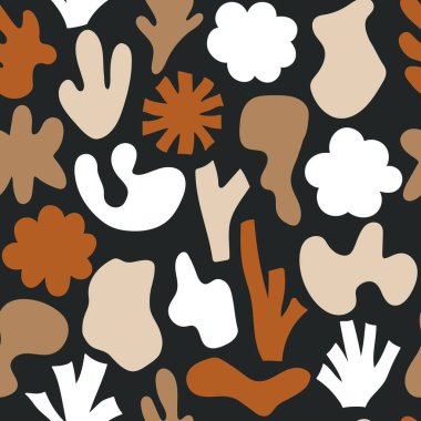 Koyu arkaplanda toprak renginde şekilleri olan soyut modern modayı belirle