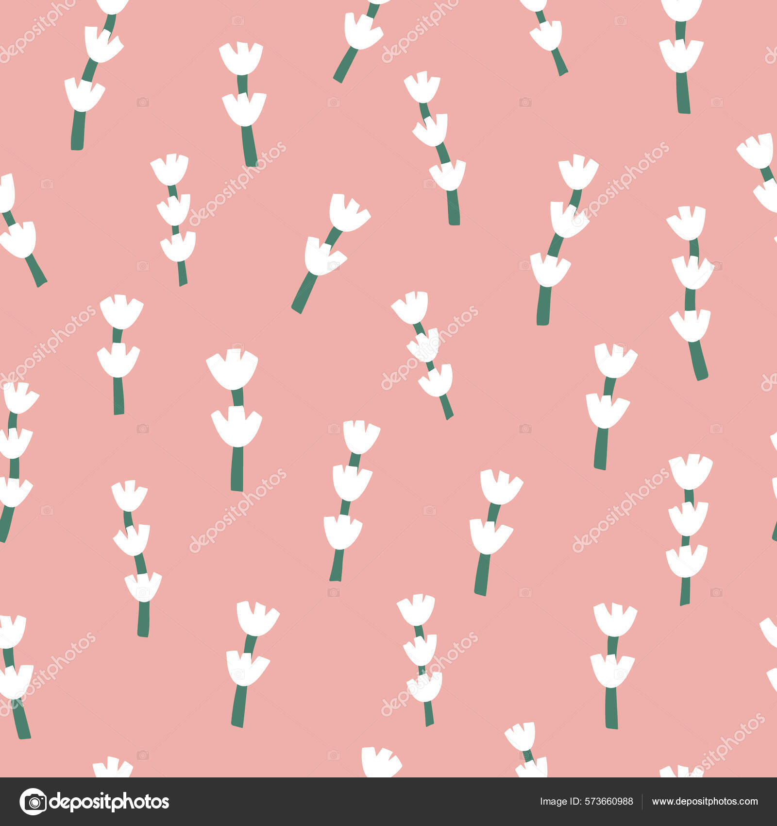 Floral Vector Background With Vintage Groovy Daisy Flowers