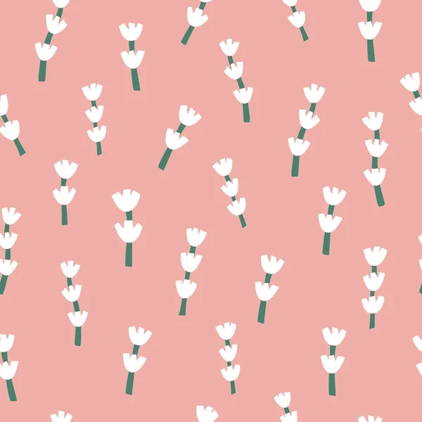 摘要用粉红背景的古色古香的菊花制作的无缝图案 复古植物载体背景设计 纺织品 包装纸 80年代风格 — 图库矢量图片