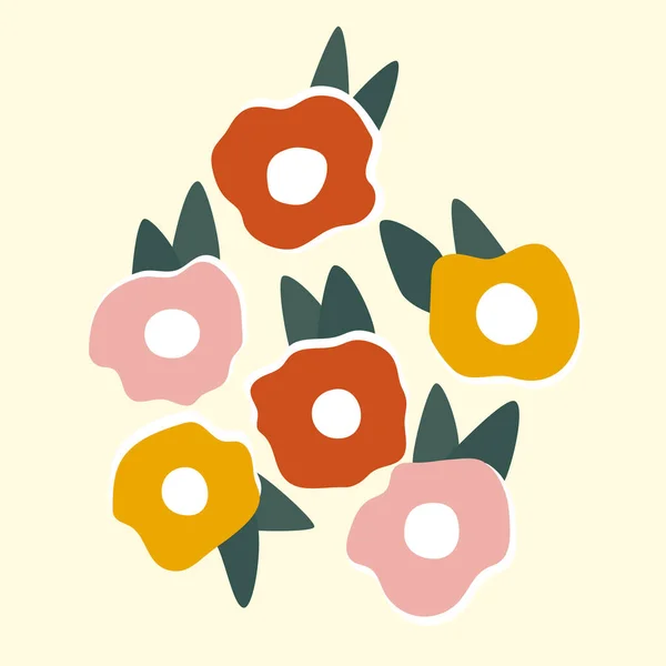 Грайливі Текстуровані Квіти Яскравих Кольорах Ізольовані Літня Квітка Векторній Ілюстрації — стоковий вектор