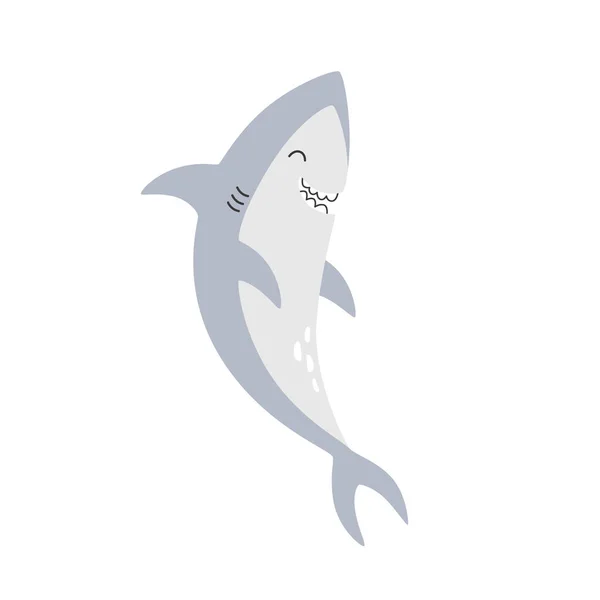 Lindo Tiburón Bebé Está Aislado Sobre Fondo Blanco Ilustración Vectorial — Vector de stock