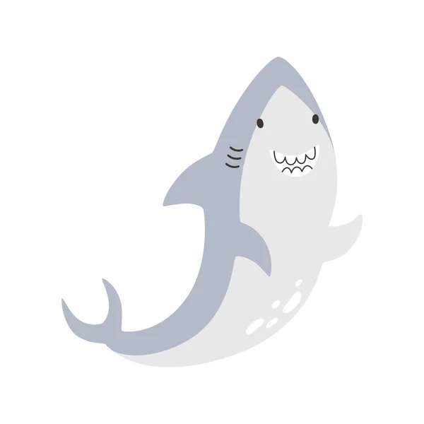 Vector Illustration Cute Kind Baby Shark Underwater Animal Isolated Flat — 图库矢量图片