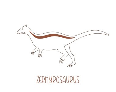 Özet olarak sevimli karalama dinozoru Zephyrosaurus. Jurasik dönem vektör karakteri. 