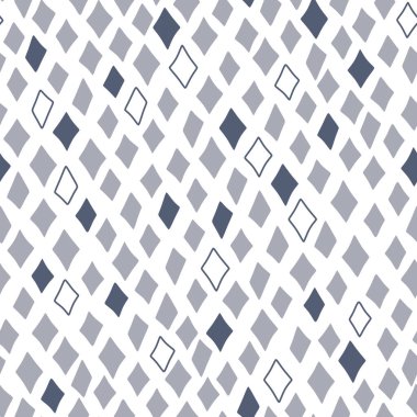 Soyut mavi basit minimalist eşkenar dörtgen baskısı. Vektör desenli kusursuz desen.