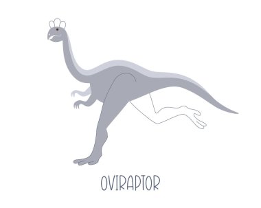 Blue Jurassic dinosaur Oviraptor isolated on white background. Vector illustration of wild animal.