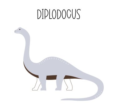 Vector illustration of a wild prehistoric animal dinosaur diplodocus. Isolated blue monster