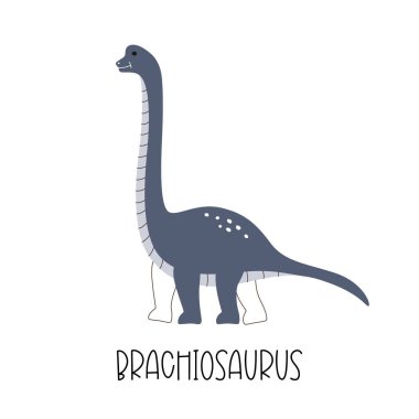 Wild blue dinosaur Brachiosaurus predator. Vector illustration prehistoric animal for print