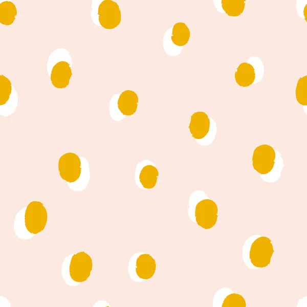 Vaaleanpunainen Tausta Söpö Valkoinen Keltainen Abstrakteja Pisteitä Saumaton Vektori Kuvio — vektorikuva