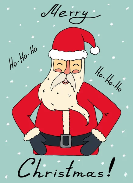 Weihnachtsillustration Weihnachtsmann Und Schneeflocken Illustration Mit Text Frohe Weihnachten Ein — Stockvektor