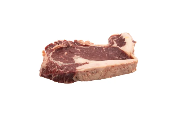 Egy Ujjnyi Vastag Steak Fehér Alapon Elkülönítve Elszigetelt Termékkoncepció — Stock Fotó