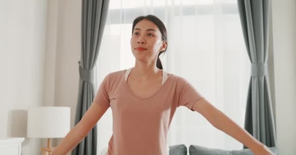 Młoda Atrakcyjna Silna Piękna Dziewczyna Fitness Asia Kobieta Praktyce Odzieży — Wideo stockowe