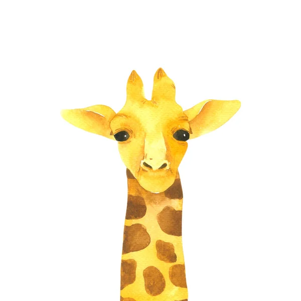 Desenhos Animados Girafa Aquarela Isolada Fundo Branco Pintura Caráter Desenhada — Fotografia de Stock