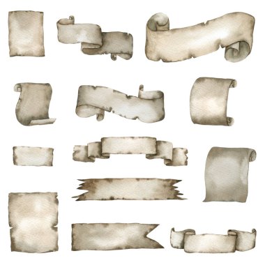 Beyaz arkaplanda izole edilmiş Vintage Banner suluboya