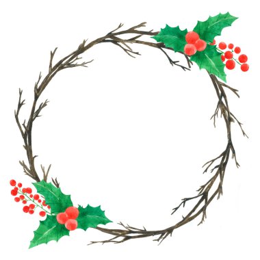 Noel çerçevesi suluboya el resmi