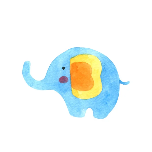 Elefante Aquarela Desenhos Animados Isolados Fundo Branco — Fotografia de Stock