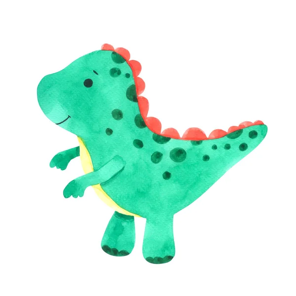 Conjunto Desenhos Animados Aquarela Dinossauro Dinossauro Bonito Isolado Fundo Branco — Fotografia de Stock