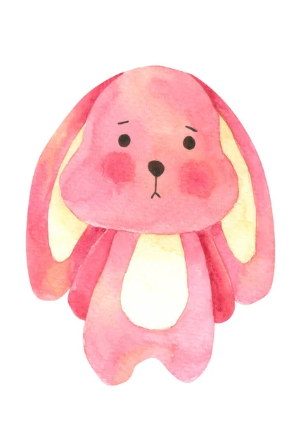 Ensemble Dessin Animé Aquarelle Bunny Lapin Mignon Isolé Sur Fond — Photo