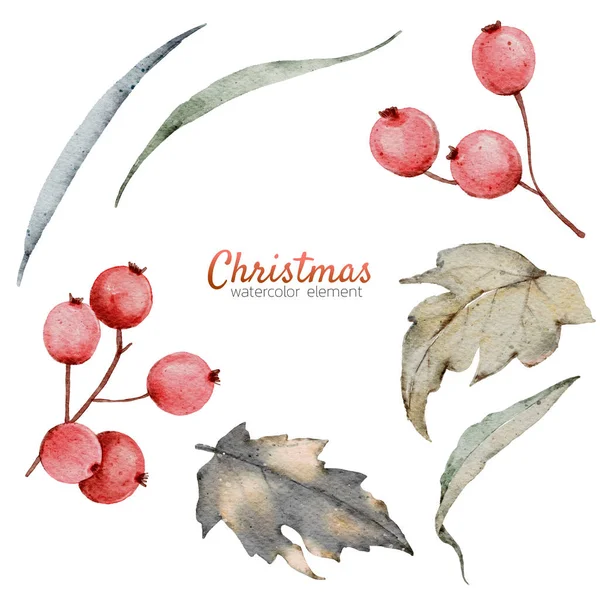 Navidad Acuarela Elemento Pintura Mano Aislado Sobre Fondo Blanco —  Fotos de Stock